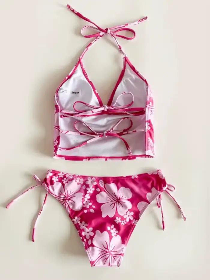 Cikini-Ensemble bikini licou à imprimé floral pour femme
