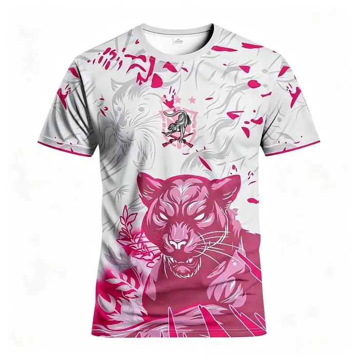 Maillot de sport pour homme, imprimé intégral dégradé griffe de panthère noire et rouge, manches courtes, séchage rapide, pour entraînement de football