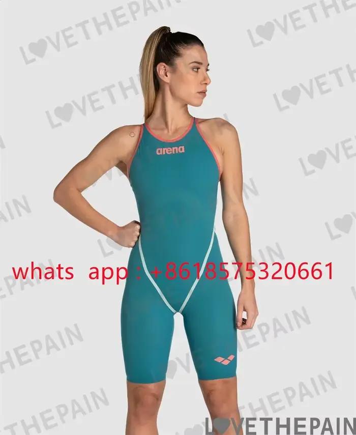 Maillot de bain de compétition une pièce dos ouvert pour femmes entraînement course nageurs costume technologique f1
