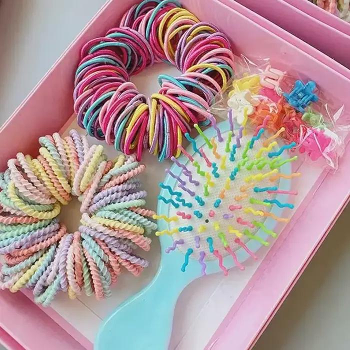 Ensemble d'accessoires capillaires colorés pour enfants avec peigne, cordon et pince latérale, pour la rentrée scolaire, les événements à thème et les déguisements pour les tout-petits