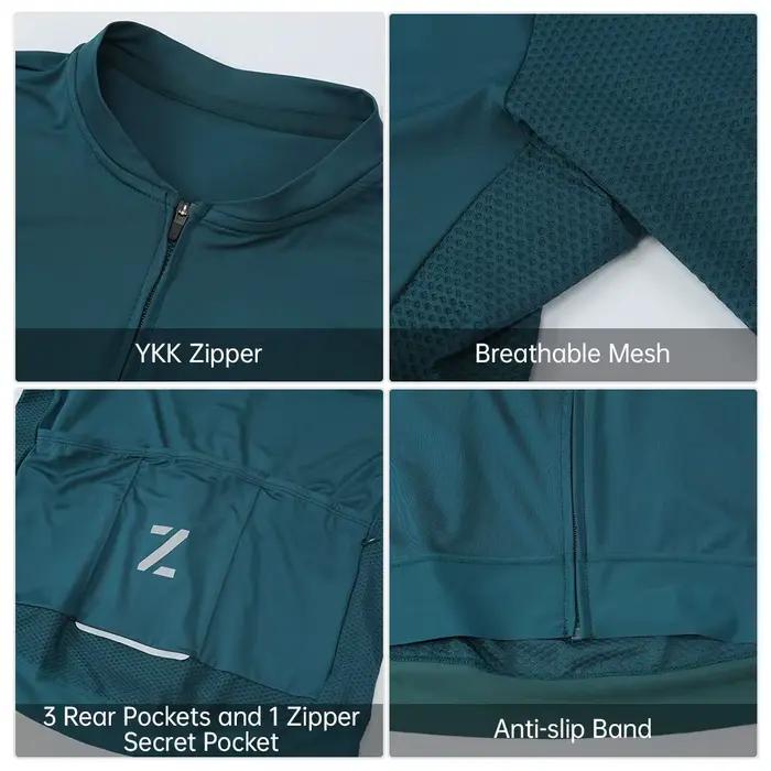 ZRSE Maillot de cyclisme pour hommes à manches longues UPF 50+ Anti-UV Coupe ajustée Maillot de cyclisme respirant Chemise de cyclisme sur route VTT à séchage rapide