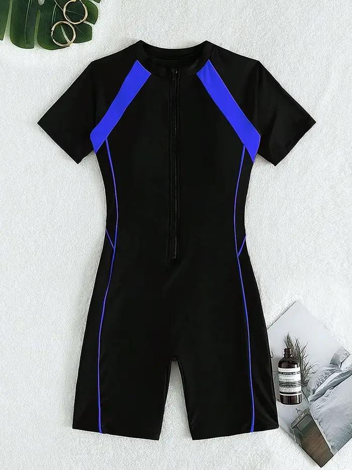 Maillot de bain une pièce à manches courtes pour femme 2026 – Combinaison de surf et de plongée anti-UV