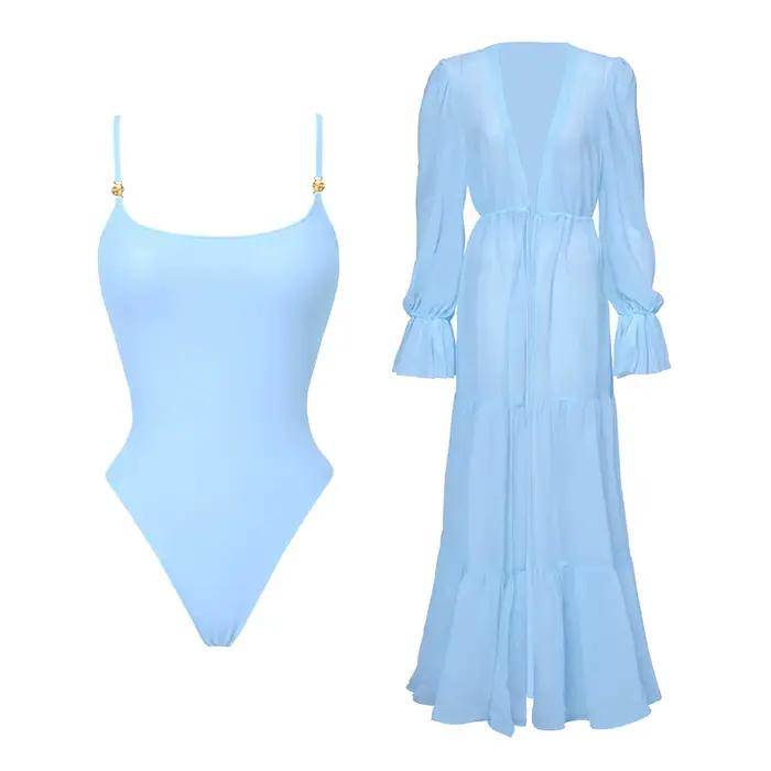 Maillot de bain une pièce sexy et coloré pour femme avec paréo de plage
