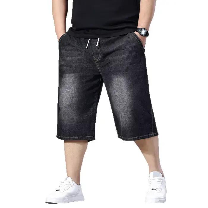 Shorts en jean pour hommes grande taille, décontractés, élastiques, mode estivale, taille mi-haute, polyvalents, en coton, coupe ample et confortable