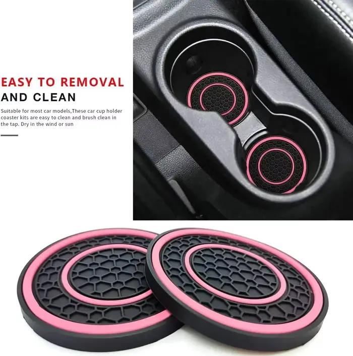 Nouveau tapis antidérapant 2 pièces, dessous de verre de voiture, porte-gobelet de voiture Durable, dessous de verre, Protection universelle anti-poussière pour l'intérieur de la voiture