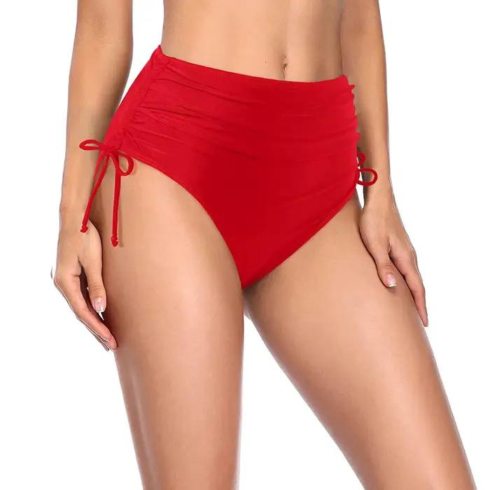 Bas de maillot de bain pour femmes, short de bain taille haute avec cordon de serrage, maillot de bain bikini basique à couverture intégrale, vêtements de bain pour femmes