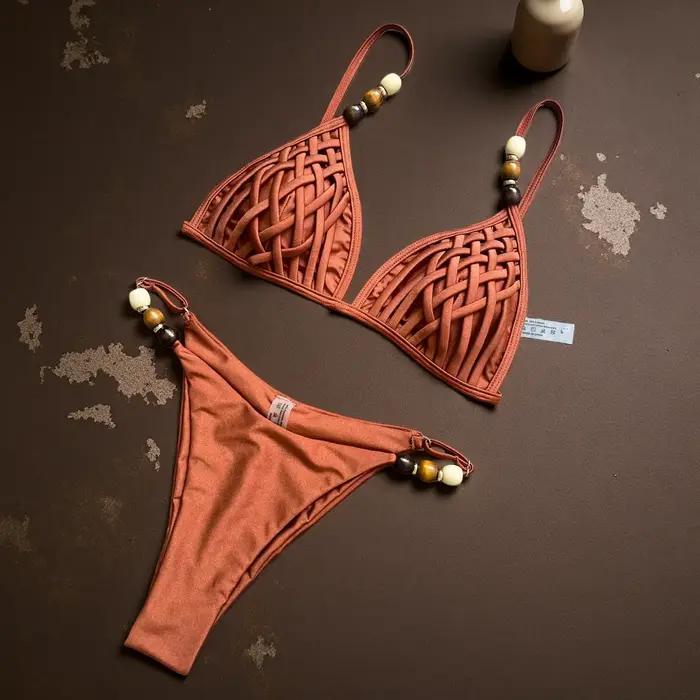 2026 Ensemble de bikini marron sexy pour femme
