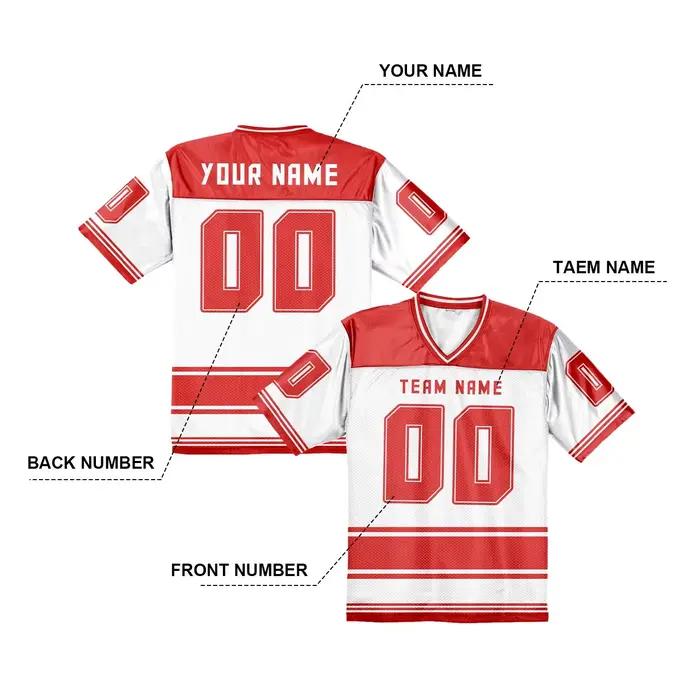 Maillot de football américain personnalisé noir col en V - Nom et numéro personnalisés, haut décontracté tendance pour le streetwear hommes femmes jeunes