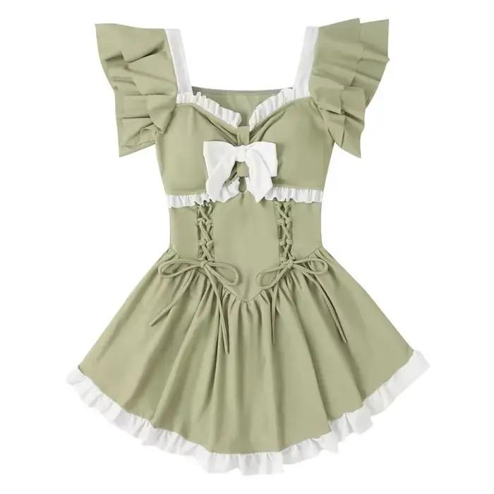 Maillot de bain vert une pièce pour femmes