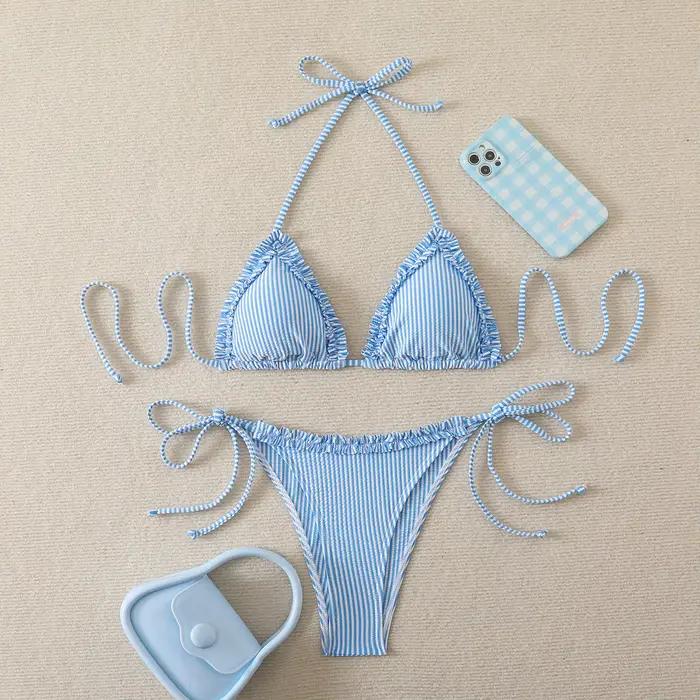 Nouvel ensemble de bikini sexy à col halter et liens latéraux