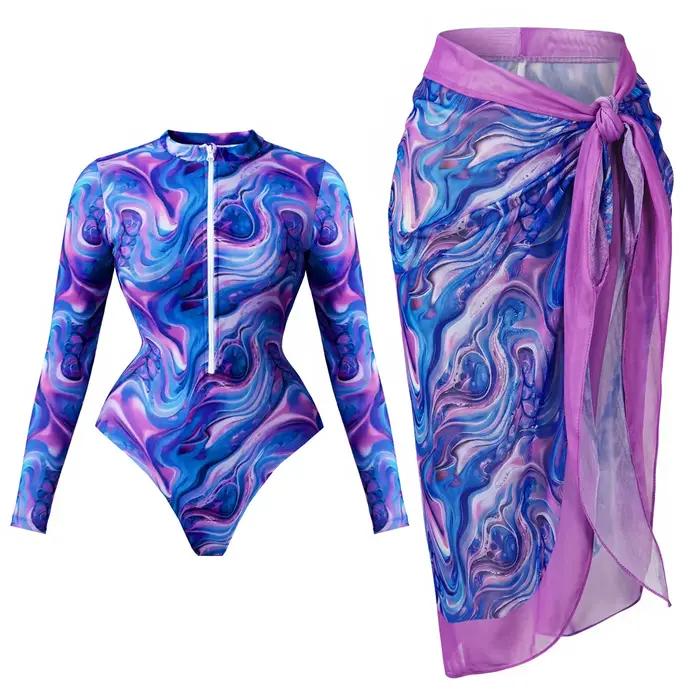 Maillot de bain imprimé à manches longues
