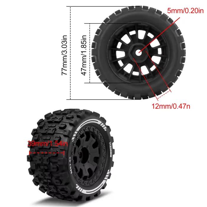 OGRC 1/18 RC roues et pneus 12mm pneu hexagonal 77mm * 39mm pour ARRMA 1/18 Typhon granit Grom pièces de mise à niveau