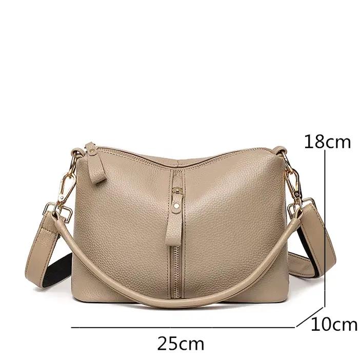 Sacs à main en cuir véritable pour femmes, cuir de vachette naturel, décontracté, simple, petit, haute qualité, femme initiée, bandoulière, fourre-tout