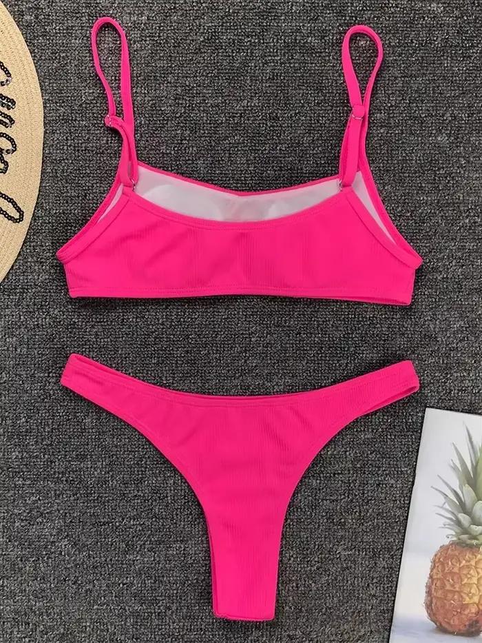 Maillot de bain deux pièces jaune fluo