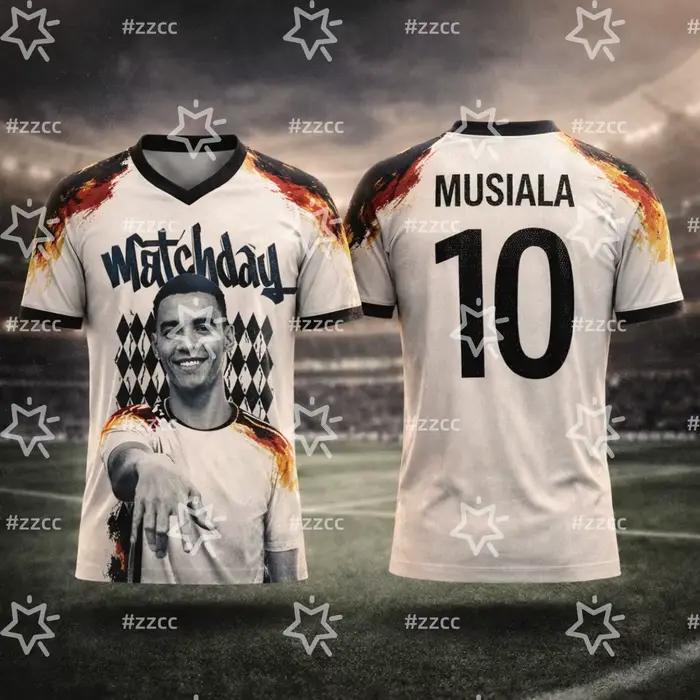 Maillot de football de l'équipe d'Allemagne 2026 MUSIALA – Tenue de match et d'entraînement – T-shirt de sport d'été pour homme, vêtements pour enfant, tee-shirt Y2K pour femme ﻿