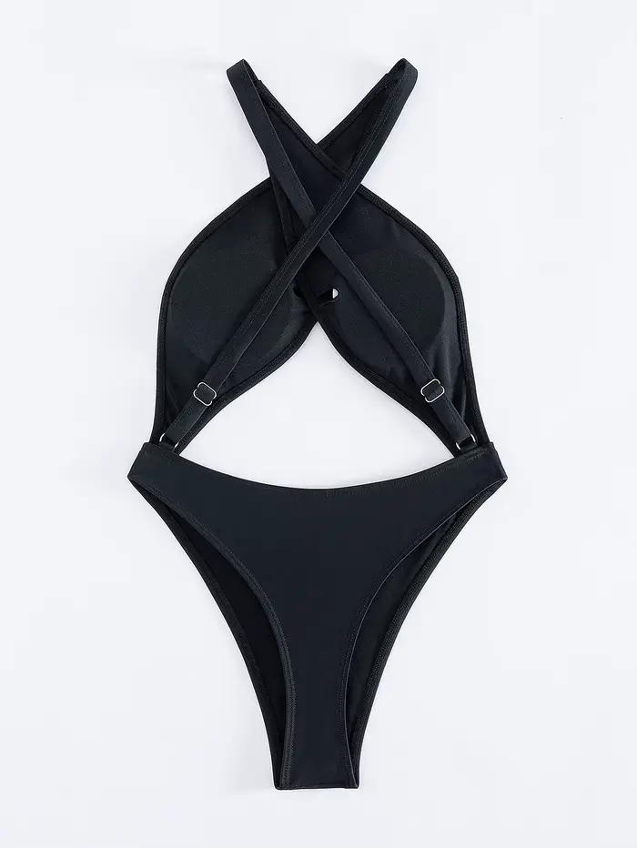 Maillot de bain une pièce sexy noir et rouge pour femme