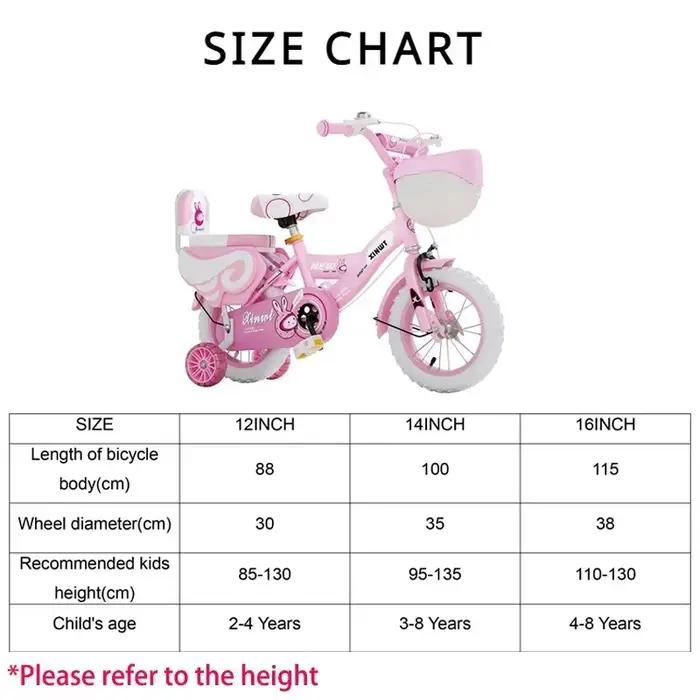Vélo pour filles, vélo pour enfants de 12, 14 et 16 pouces avec roues d'apprentissage et freins doubles, vélo pour tout-petits avec panier, cadeau d'anniversaire pour garçon