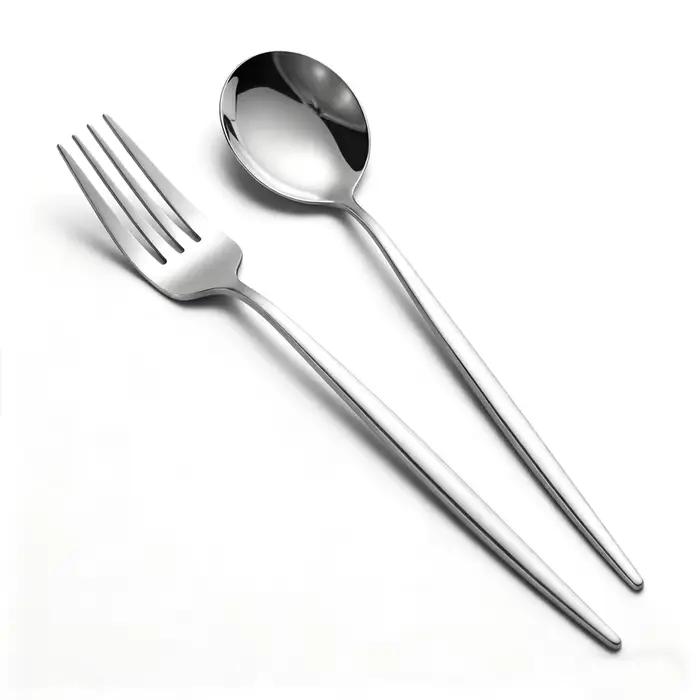 Ensemble de couverts en acier inoxydable argenté de 12/24 pièces, comprenant des fourchettes à dîner, des cuillères et des cuillères à dessert, adapté pour les repas à la maison, Di