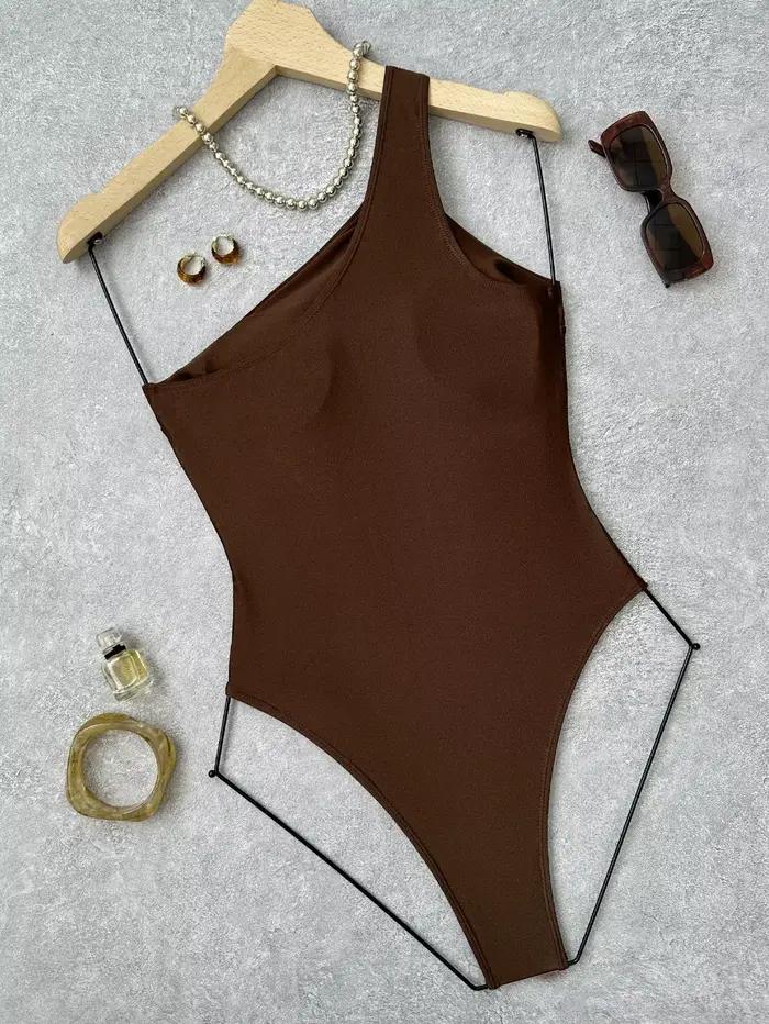 Maillot de bain une pièce de luxe asymétrique pour femme