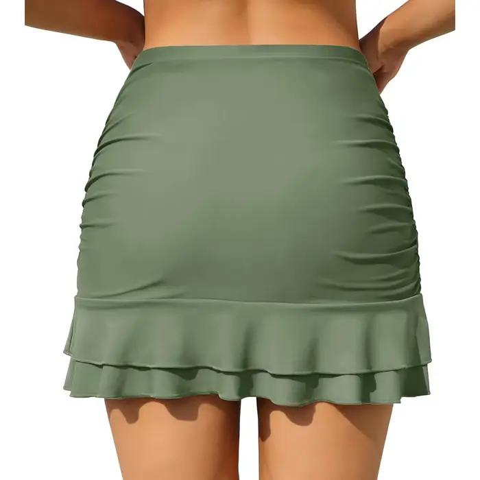 Femmes 3 pièces maillot de bain ensemble jupe