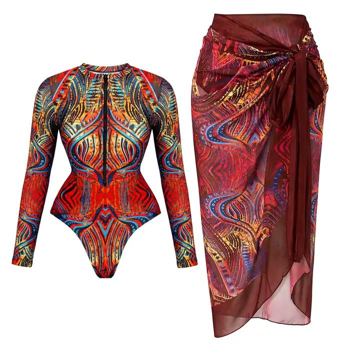 Maillot de bain imprimé à manches longues