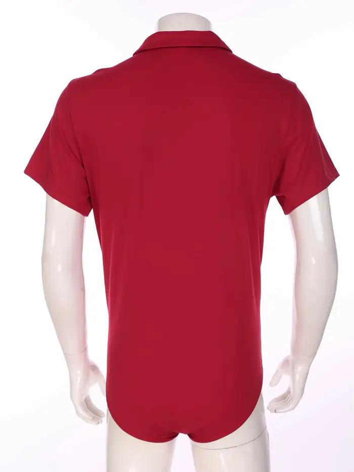Chemise pour hommes, body pour les amoureux des couches, bébés adultes, manches courtes, col rabattu, maillot de bain, bouton-pression, entrejambe, barboteuse, pyjama