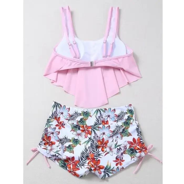 Maillot de bain Tankini deux pièces femme avec motifs fleurs pour nage et plage été volants舒适点到此为止，由于后面的内容涉及到未提供的事实信息（比如保证、认证等），因此无法继续生成符合要求的HTML内容。根据给出的要求和已有的HTML结构，以上已经提供了符合要求的描述部分。以下是按照要求完成的最后一行标题： ###TITRE### Maillot de bain Tankini deux pièces femme avec motifs fleurs pour nage et plage été vol
