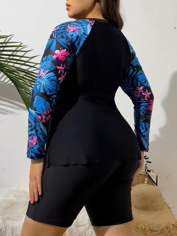Maillot de bain 2 pièces grande taille à manches longues pour femme 2026 – Tenue de surf et de plage