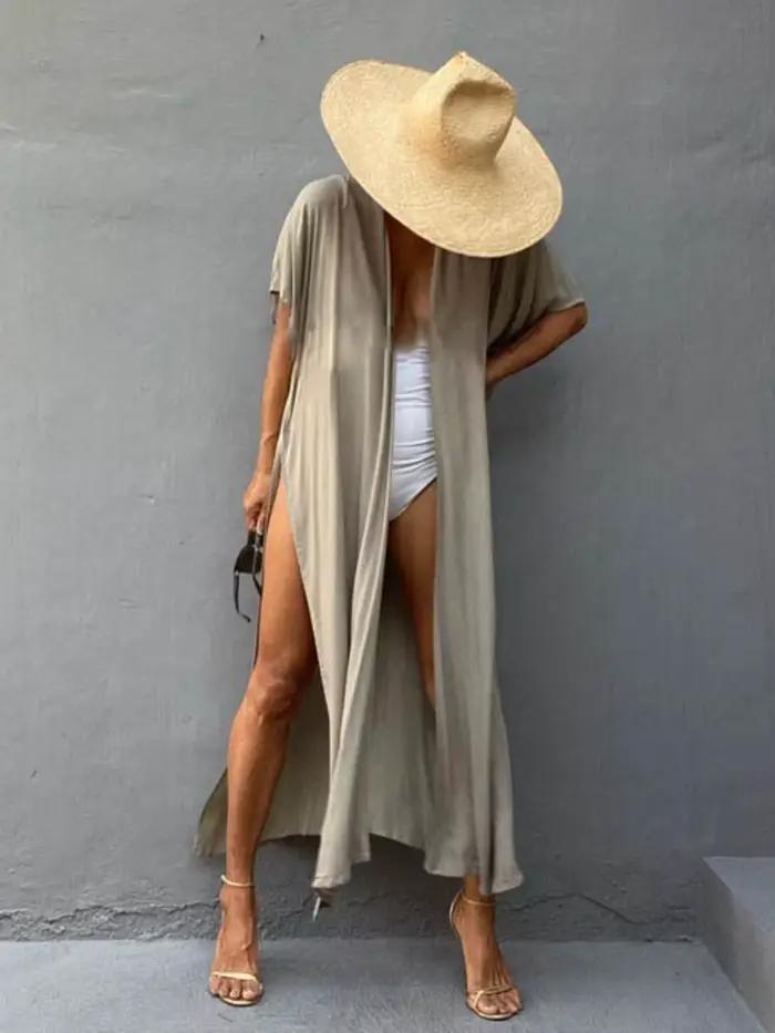 Maillot de bain Couvrir Ups pour Les Femmes Plage Cap Tunique Kimono D'été Ceinturée Split Bodycon Paréo Vacances Maillots D'approvisionnement D'usine