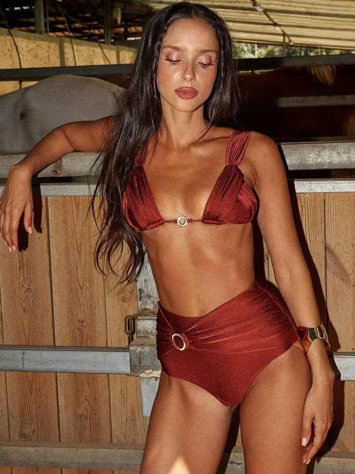 Sexy licou Bikini maillot de bain taille haute maillots