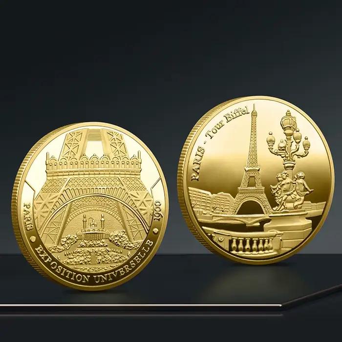 Collection de pièces de monnaie de la tour Eiffel de Paris, Collection de voyage, pièces commémoratives, sans monnaie