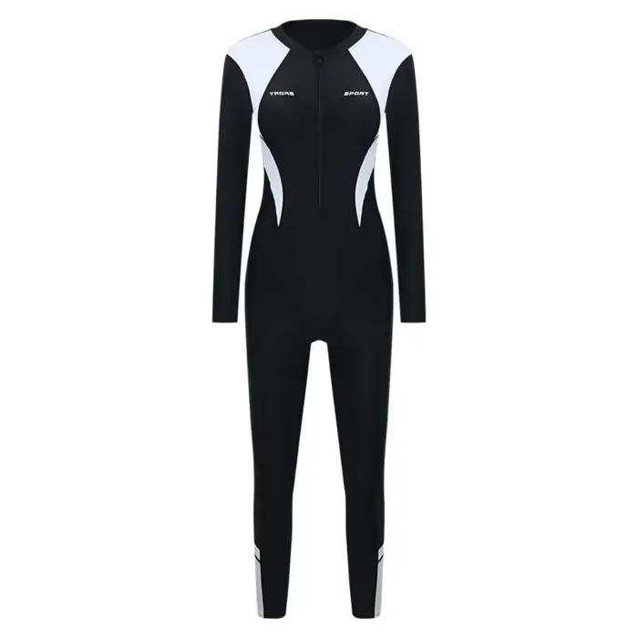 Maillot de bain une pièce pour femmes, pantalon à manches longues, combinaison de plongée polyester nylon ajustée gilet dos nageur dos croisé océan piscine activités aquatiques