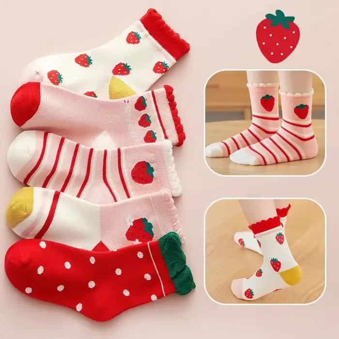 5 paires de chaussettes pour enfants, longueur moyenne, dessin animé, confortables, chaudes, de haute qualité, chaussettes pour bébés, chaussettes pour garçons, quatre saisons