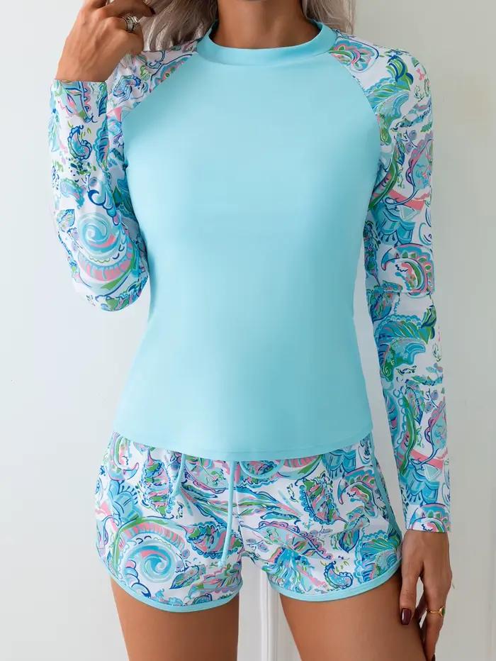 Ensemble bikini athlétique à manches longues pour femme