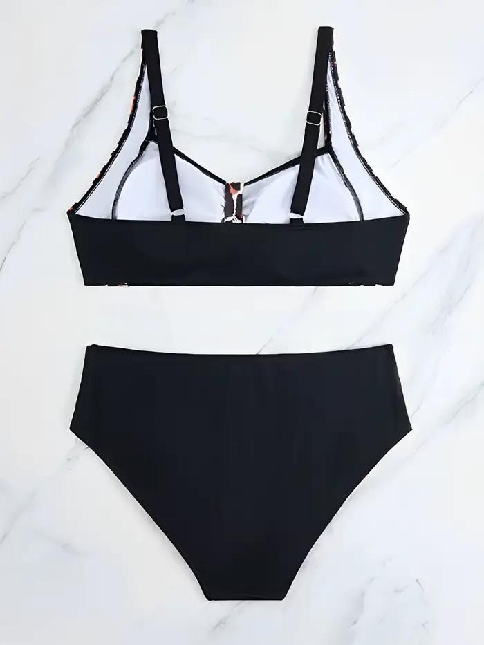 Maillot de bain deux pièces grande taille imprimé léopard 2026 pour femme