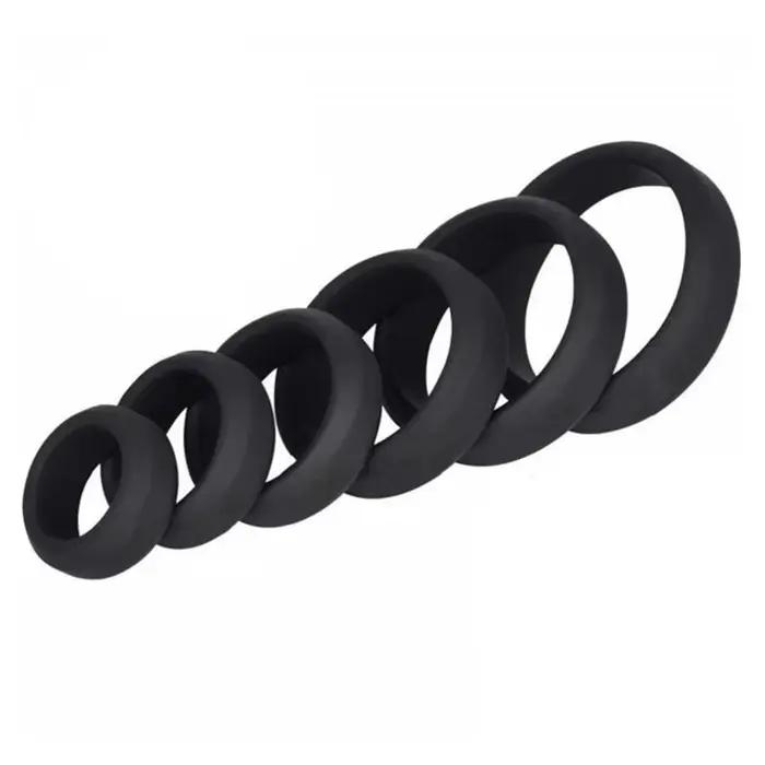 Anneau de pénis en Silicone, 6 tailles, verrouillage du scrotum, extension d'érection, retard de l'éjaculation, produits pour adultes, jouets sexuels pour hommes