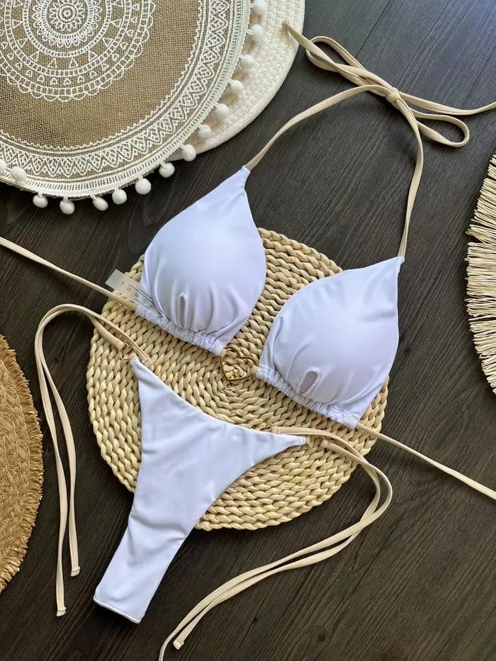 Femmes deux pièces maillot de bain Sexy Bikini blanc maillots