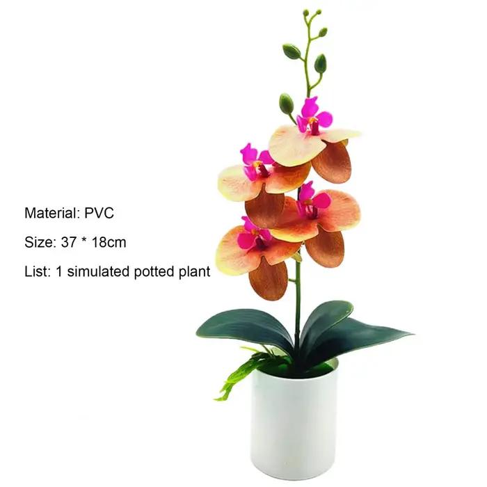 Plante Artificielle Phalaenopsis de 37x18cm, Orchidée Papillon Réaliste, Fleur en Pot d'Extérieur et d'Nik, Bonsaï pour délégations
