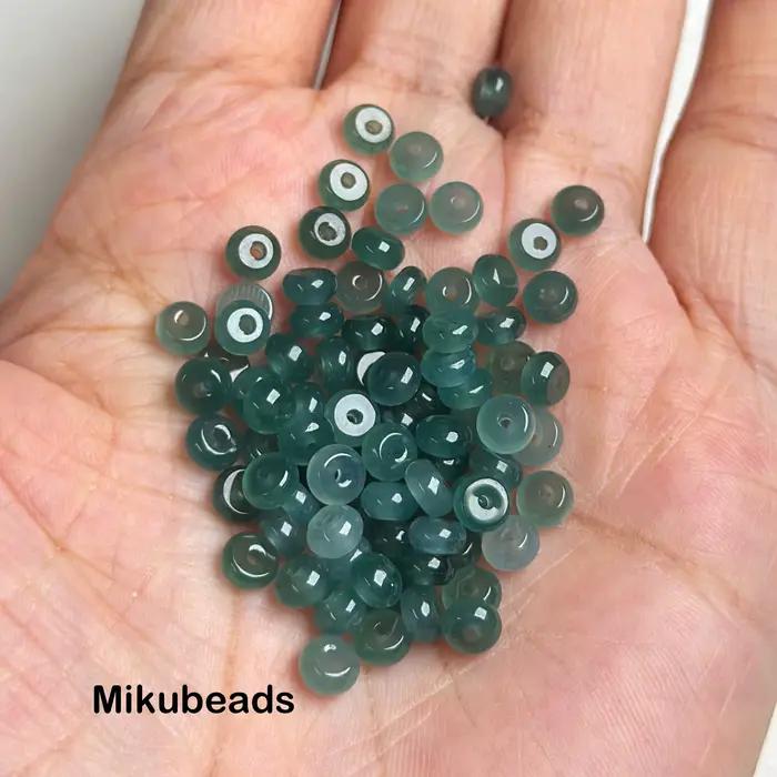 Jadeite naturelle 2-3*4.8mm vert lac 3A, perles rondes lisses en vrac pour la fabrication de bijoux, bracelet, collier, vente en gros