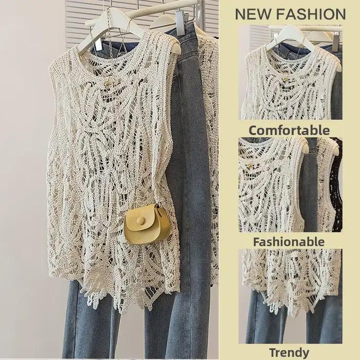 Nouvelle collection été : Gilet grande taille pour femme, style coréen tendance, polyvalent, design simple, sensation de légèreté, en coton et lin.