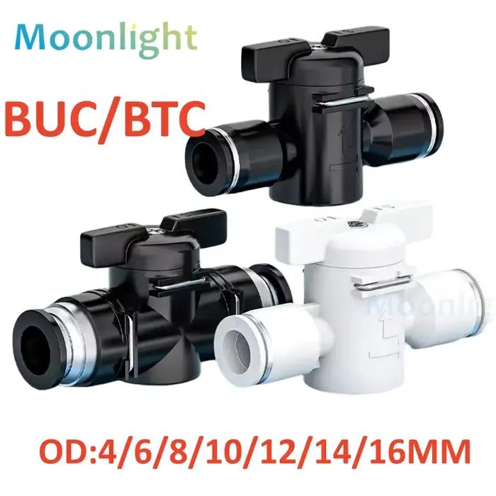 Type BUC BTC 4mm 6mm 8mm 10 12mm, connecteur pneumatique à Joint rapide, vanne manuelle pour tourner l'interrupteur, limite de courant à bille manuelle