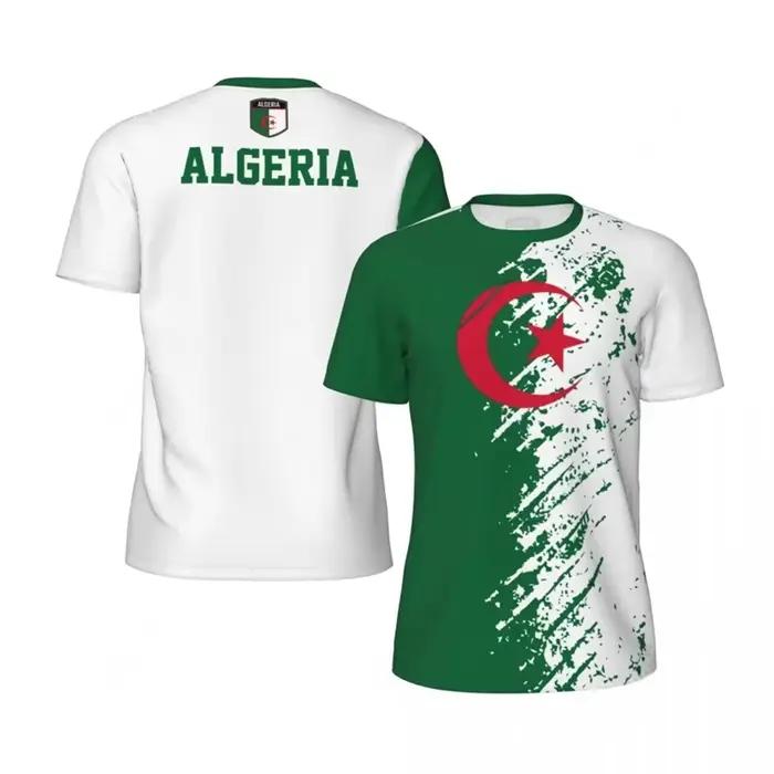 T-shirt de Football graphique drapeau algérie pour hommes, emblème National imprimé en 3D, T-shirt de sport, course à pied, vélo, Football, Tennis, Fitness