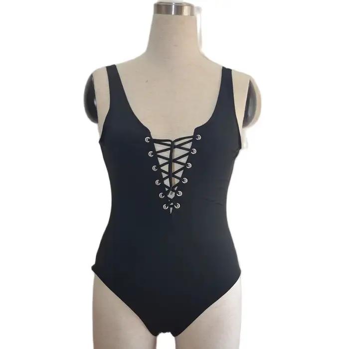 Maillot de bain dos nu pour femme junior style plage push up avec détails bandage polyester élasthanne été 2024 ensemble de bikinis sans fil tricoté