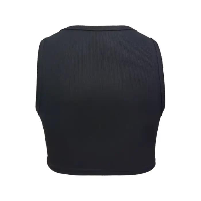 Grande taille 1XL-5XL femmes à la mode couleur unie col rond sans manches polyvalent court gilet décontracté