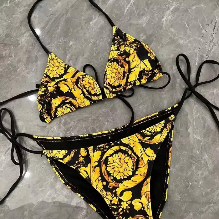 2025 nouveau design maillot de bain femme sexy une pièce bikini fleur dorée