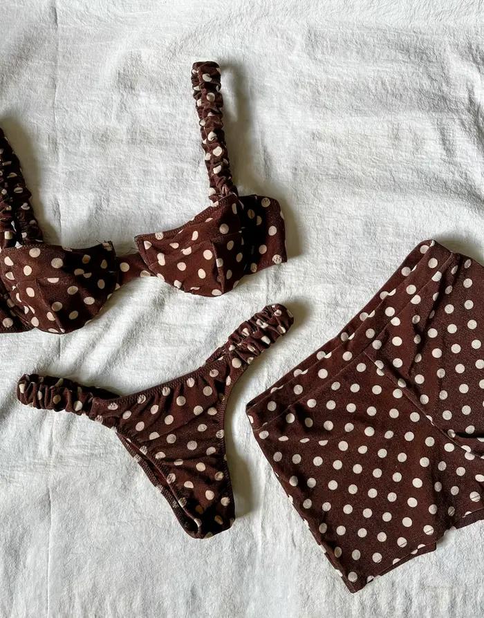 Ensemble de bikini brésilien sexy à pois pour femme, maillot de bain à armatures imprimé, style halter, Biquini