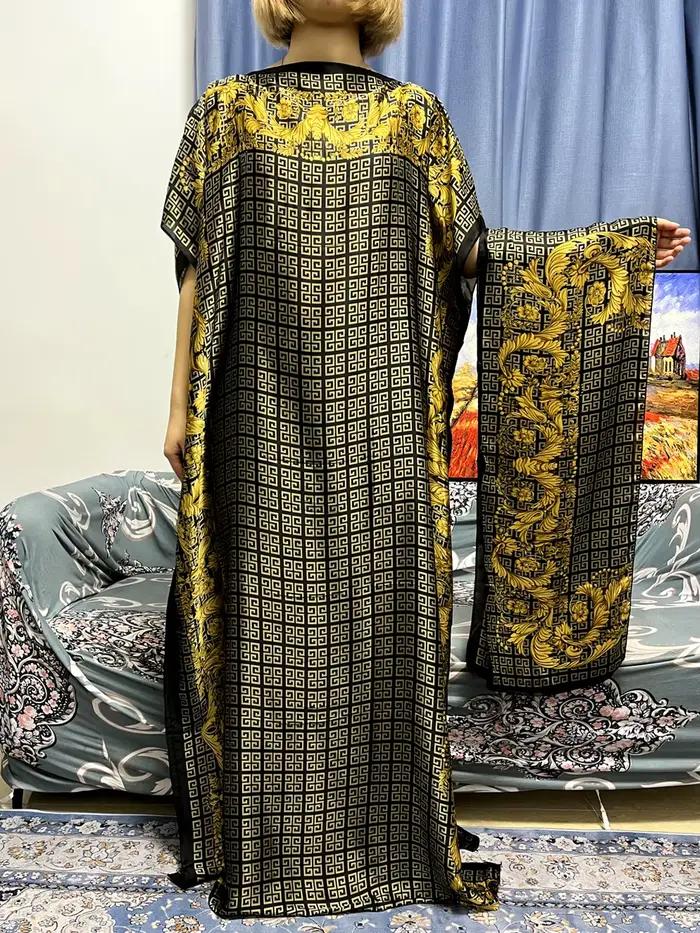 Abayas pour femmes dubaï caftan 2023 africain Islam soie douce imprimé robes amples élégant musulman longue Femme Robe avec Hijab écharpe