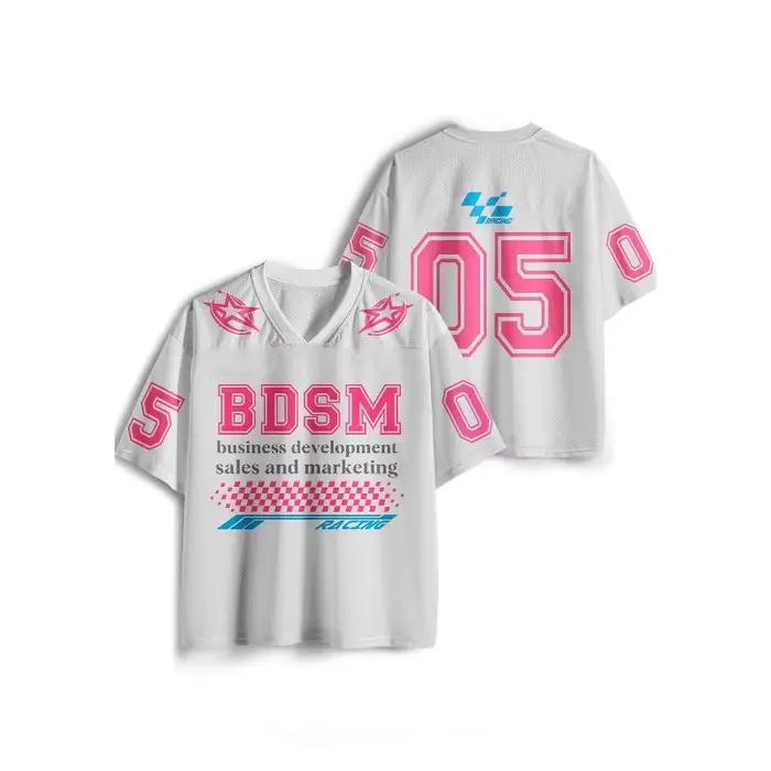 Nouveau T-shirt de sport à manches courtes New Jersey 2026, T-shirt à manches courtes col en V, Maillot de sport imprimé 3D à séchage rapide et tendance