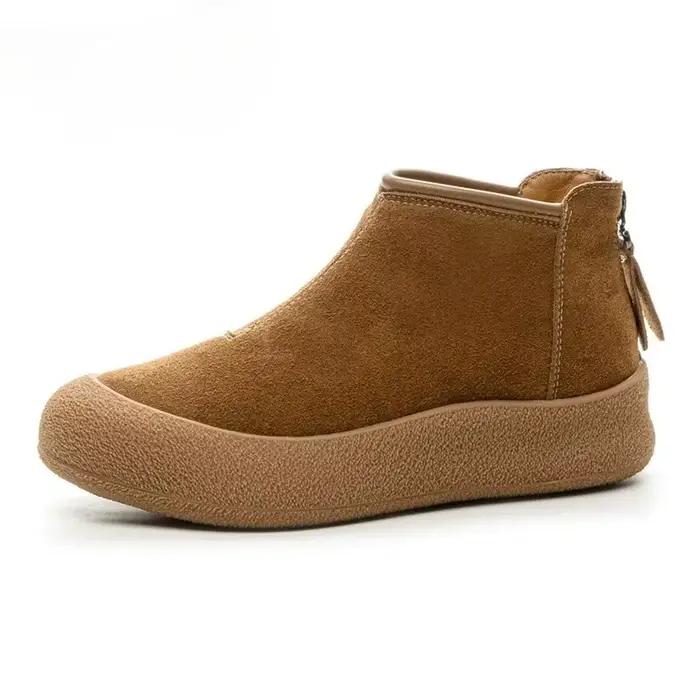 Bottes de neige femmes grande taille hiver en cuir véritable femmes chaussures courtes épaissi chaud bottes d'hiver femmes