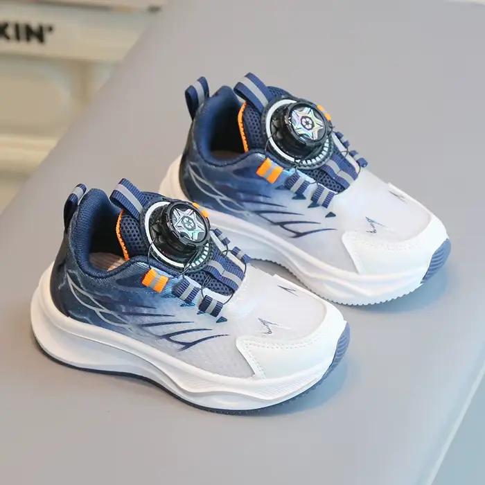 Tenis enfant chaussure baskets décontractées pour garçon enfant chaussure pour fille boutons rotatifs chaussure de course pour fille semelle souple maille chaussure respirante